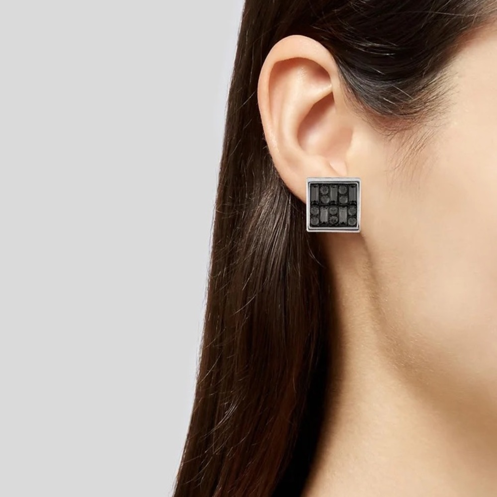 Givenchy Crystal Clip on Square Earrings